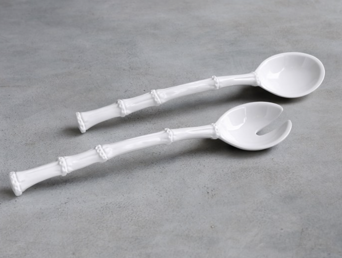 Vida Bamboo Lg Salad Servers (White)