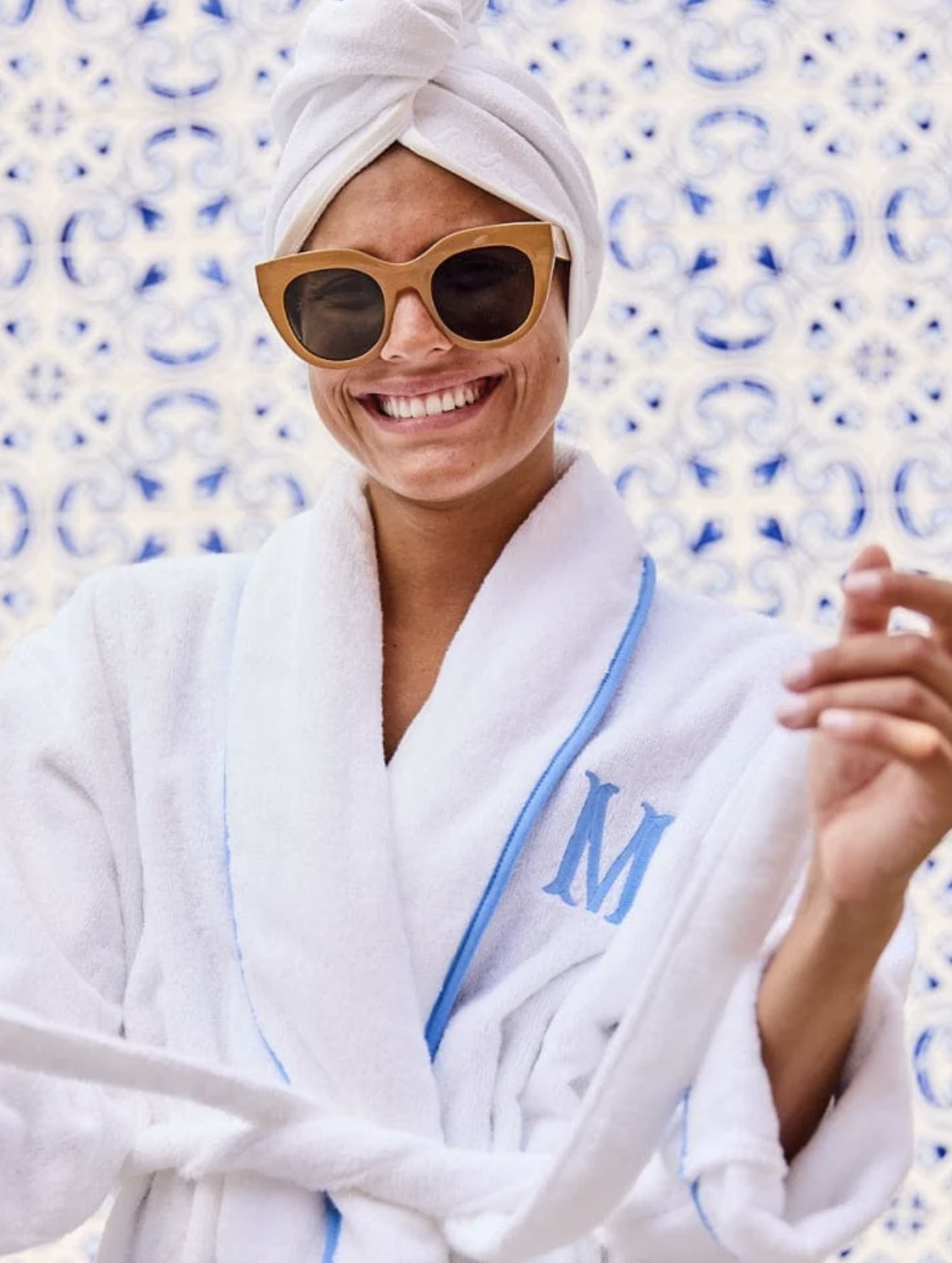 Women's French Blue Long Signature Robe