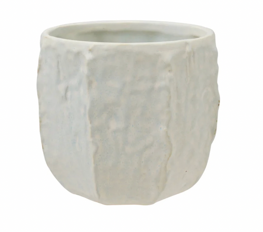 Stoneware Organic Shaped Planter, Matte Mint