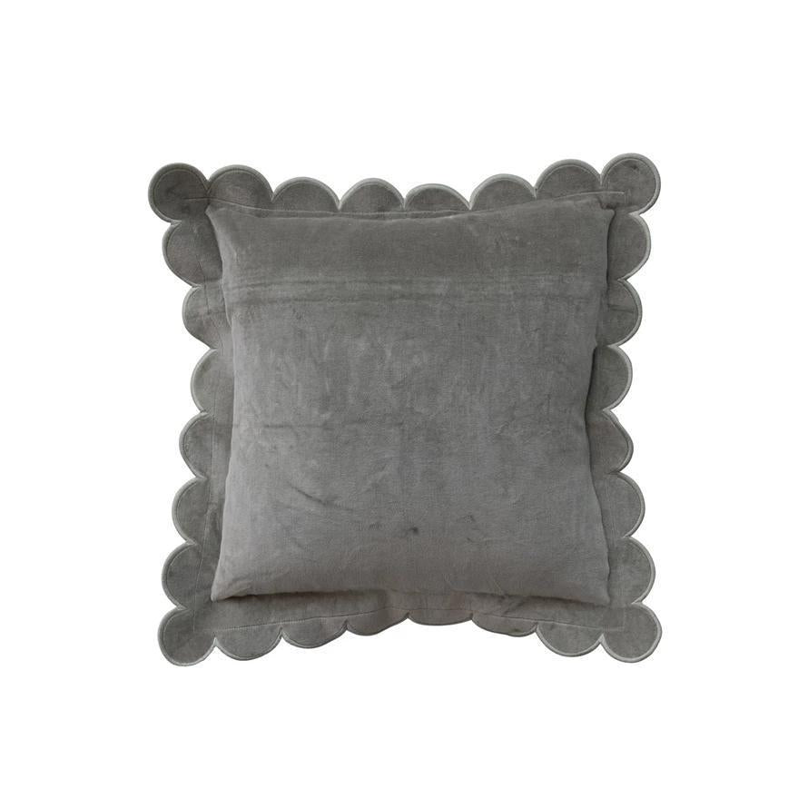 Velvet Green Scallop Pillow