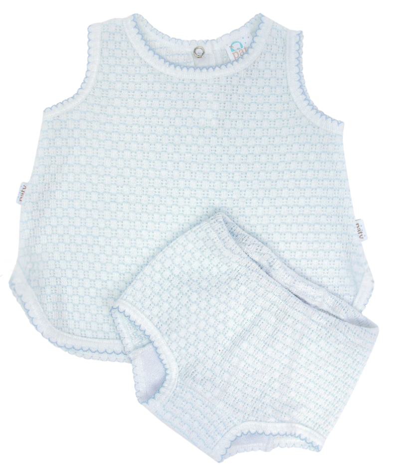 Paty Blue Pinstripe Diaper Set