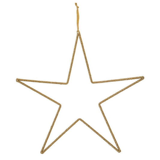 20" Hanging Metal Gold Beaded Star