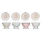 4" Round Stoneware Footed Bowl w/ Stripes