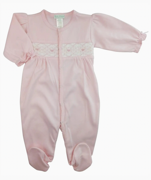 Pima Smocked Bow Footie