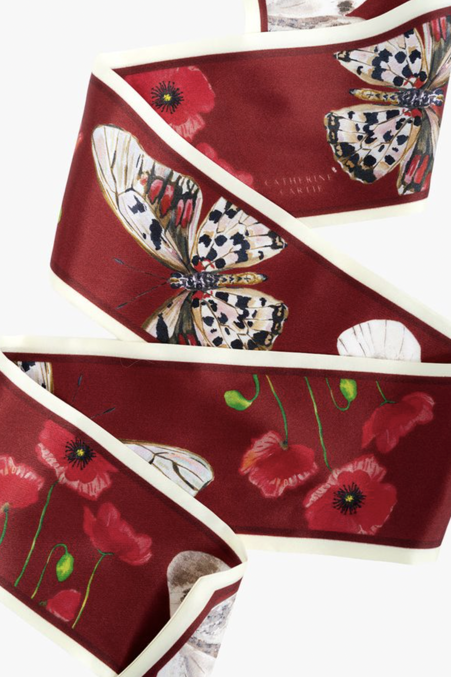 CC Crimson Silk Ribbon Scarf