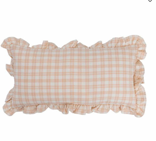 Plaid Pillow W Ruffle