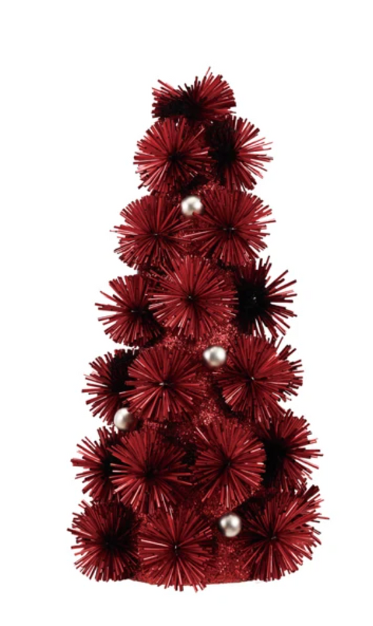 Red Tinsel Ball Tree LG