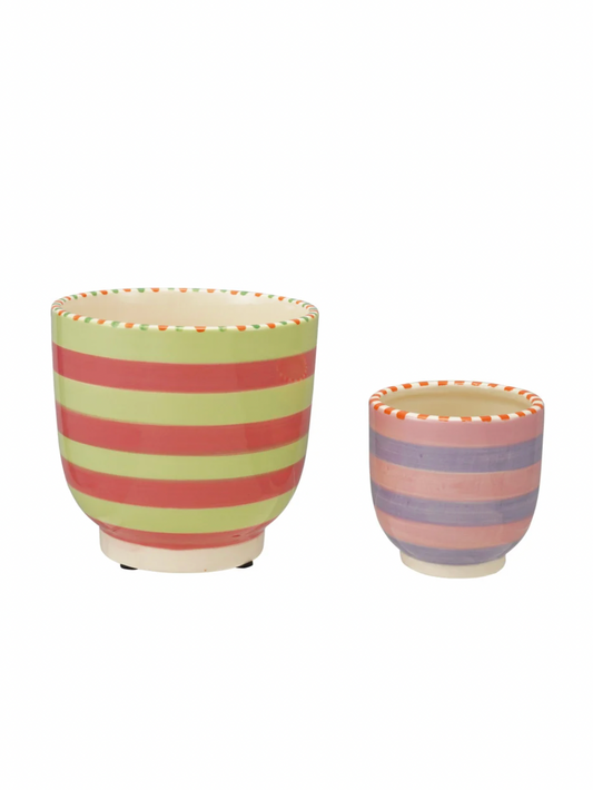 Stoneware Striped Vase