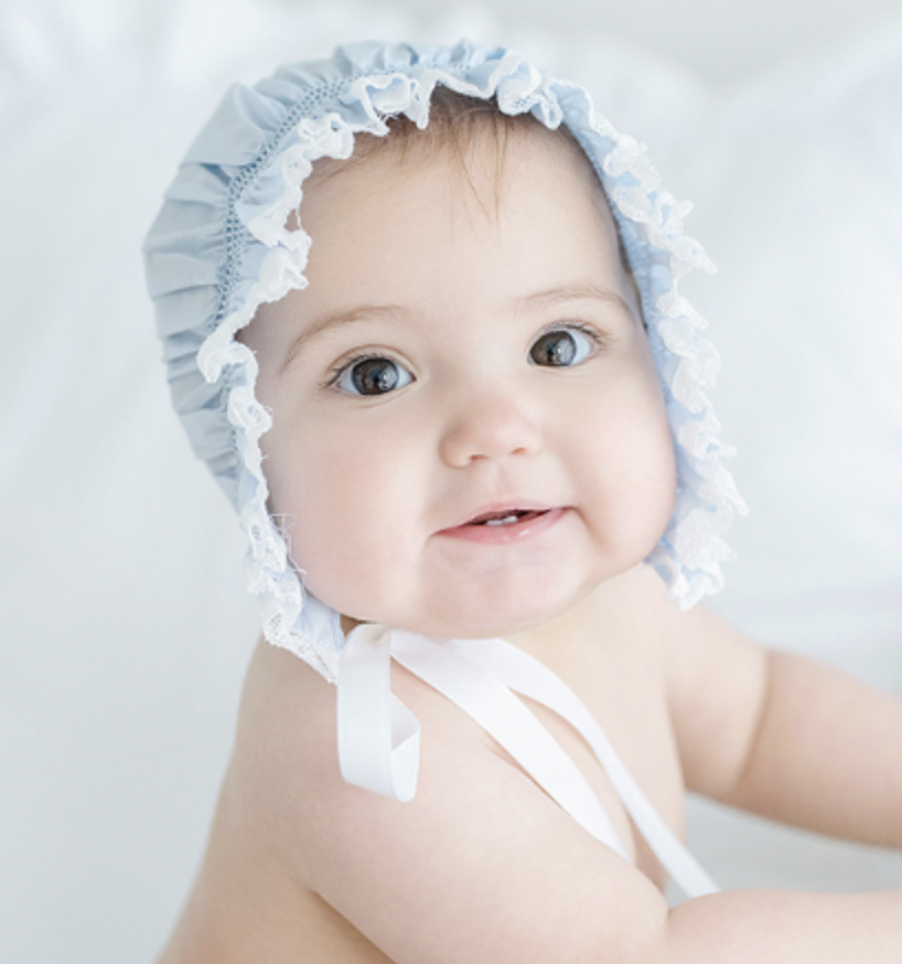 Girls Newborn Smocked Lace Bonnet