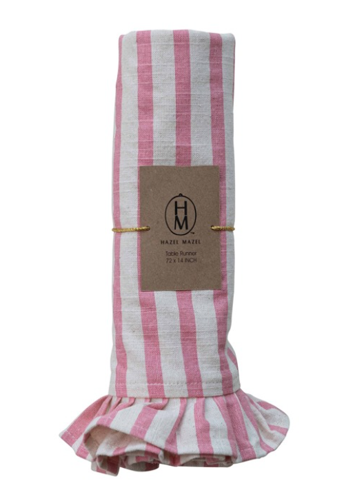 Pink Stripe Cotton Table Runner