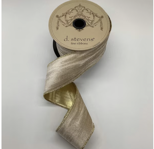 2.5" Champagne Marble Velvet 10 yds