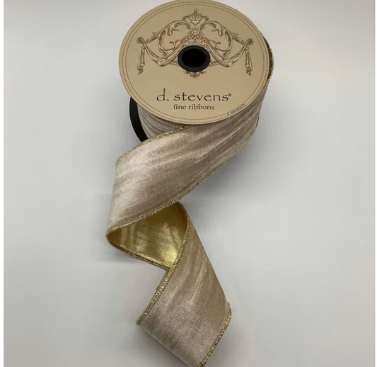 2.5" Champagne Marble Velvet 10 yds