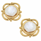 Handcast Gold & Pearl Clip Earrings