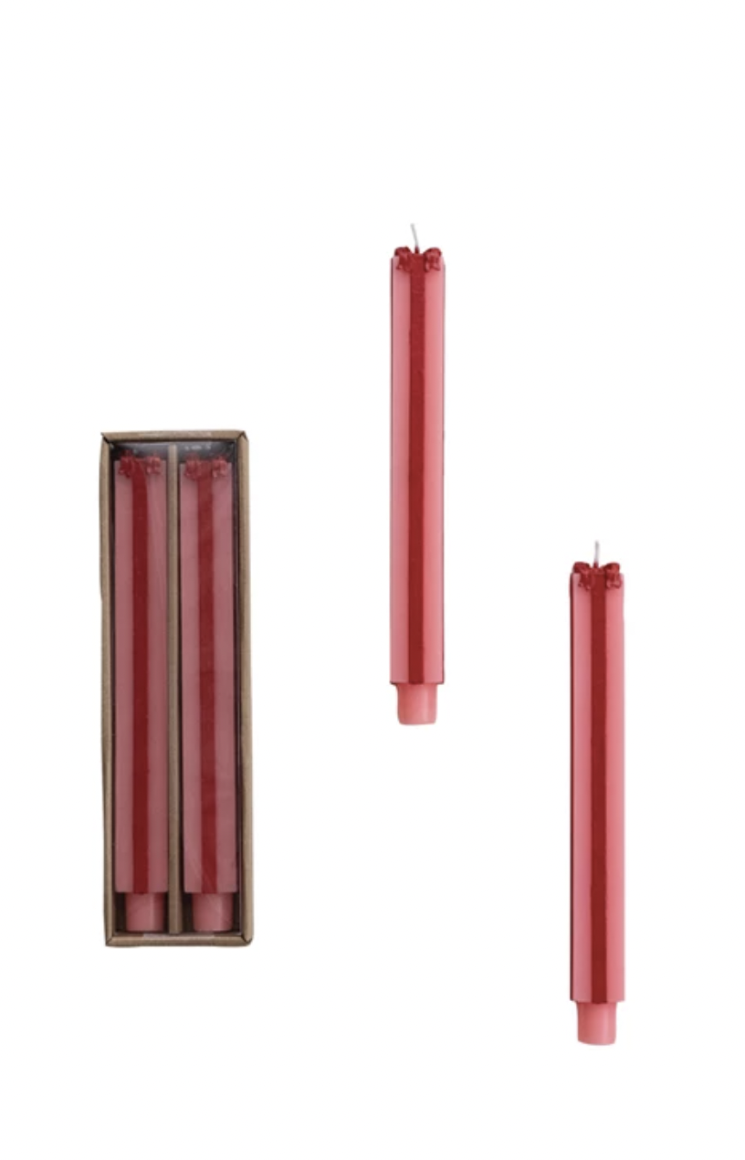 S/2 Pink Giftbox Taper Candle