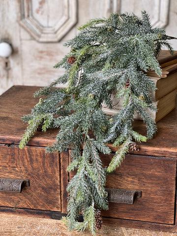 34" Frosted White Spruce hanging