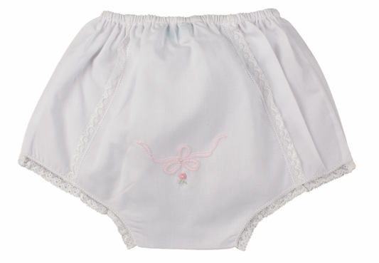 Feltman White Vintage Bow Diaper Cover