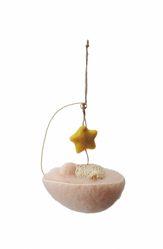 Wool Baby in a Manger Ornament