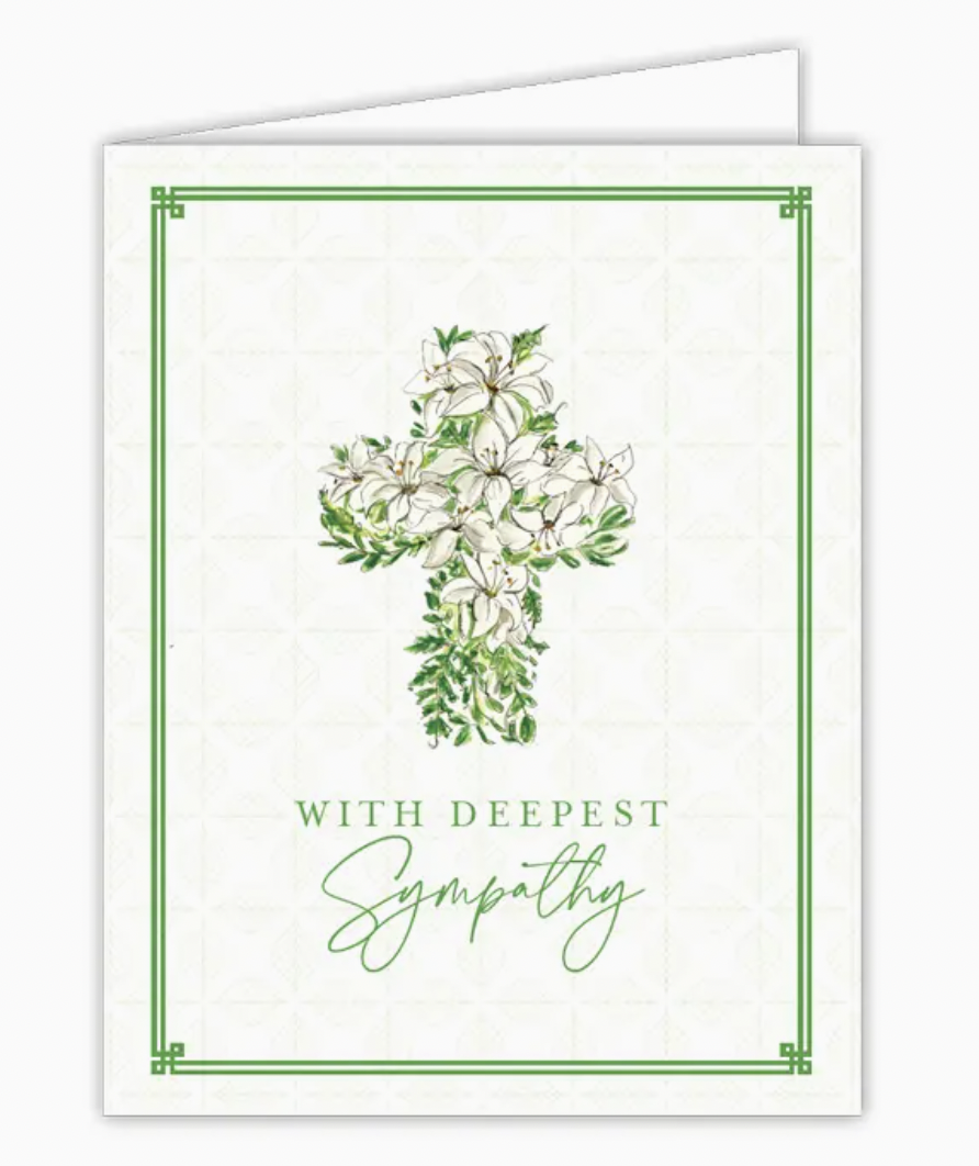 White Lily Cross Sympathy Card