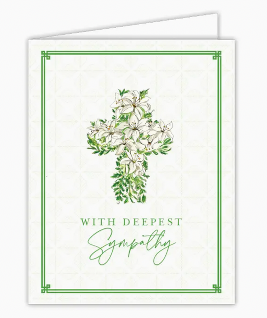 White Lily Cross Sympathy Card