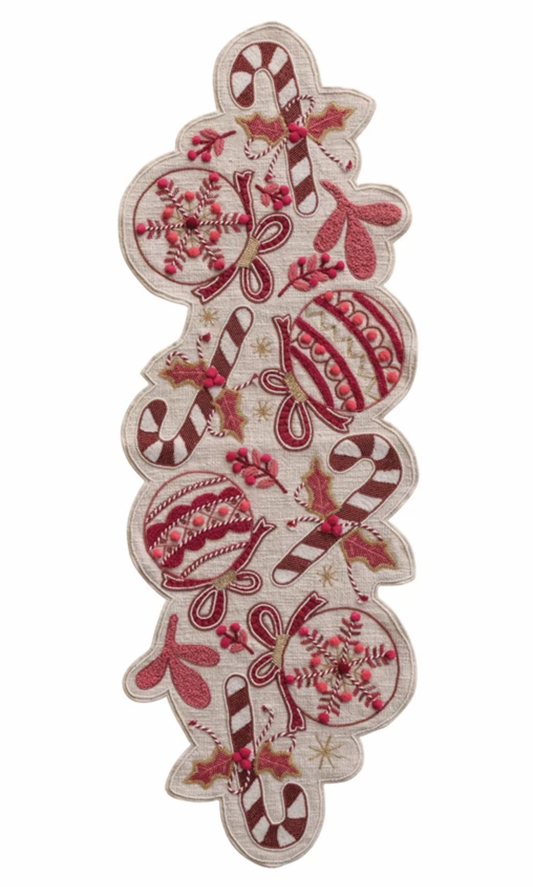 Hand-Embroidered Slub Table Runner