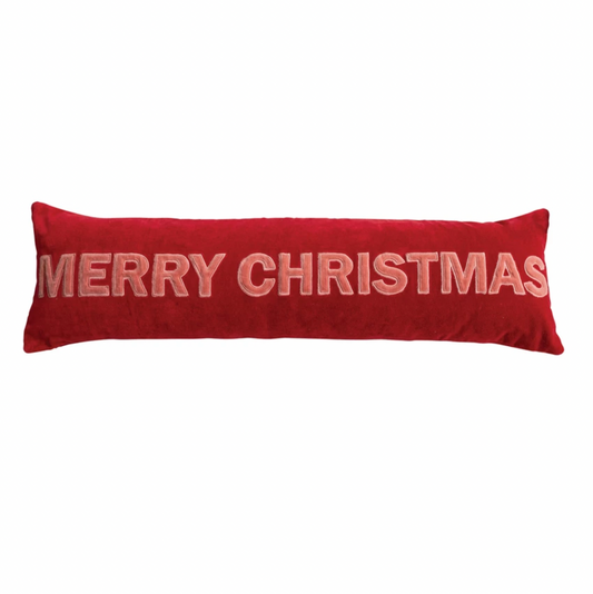 36x10 "Merry Christmas" Velvet Lumbar Pillow