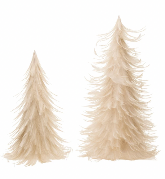 S/2 Cream Feather Trees