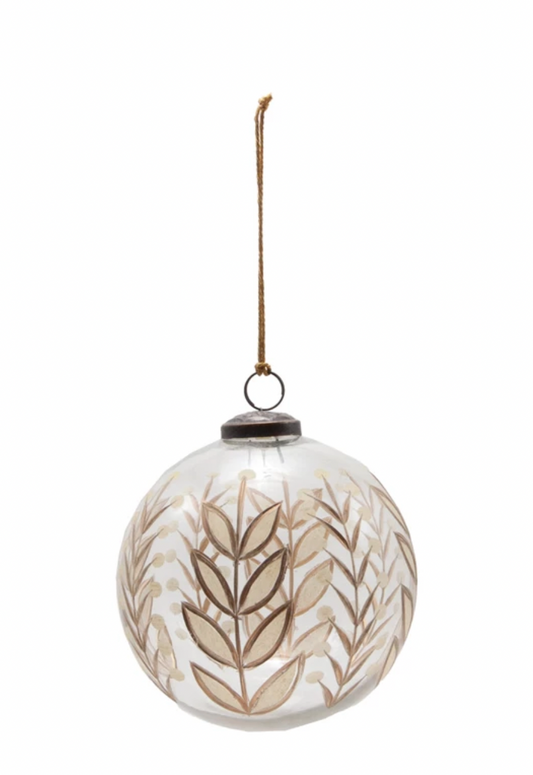 5" Etched Glass Vine Ornament