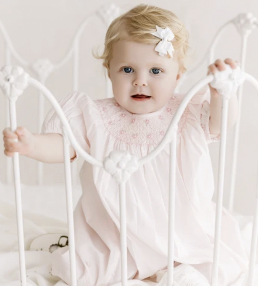 Pink Pearl Flower Bishop Dress