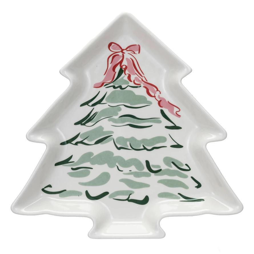 Stoneware Plate with Christmas Tree