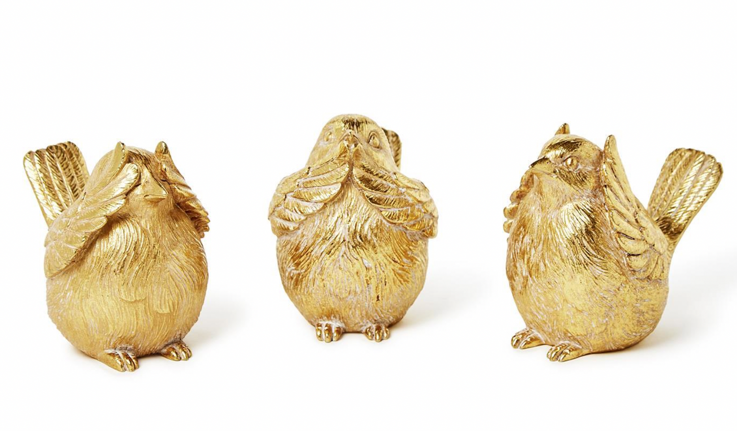 Set of 3 Gold Birds