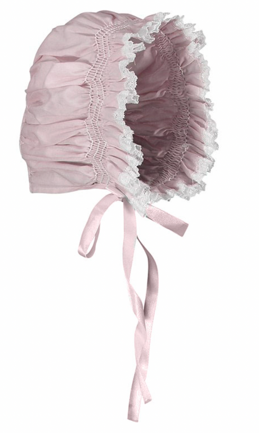 Girls Newborn Smocked Lace Bonnet