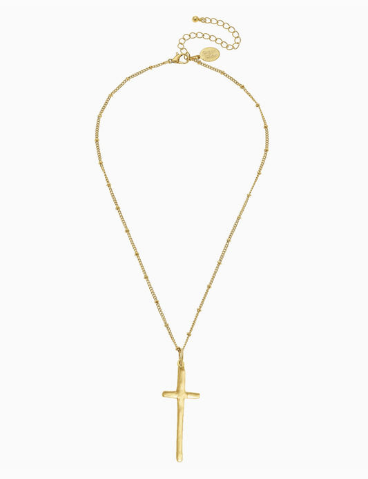 Dainty Elongated Cross Necklace