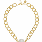 Gold Chain with Center Large Cotton Pearl Necklace