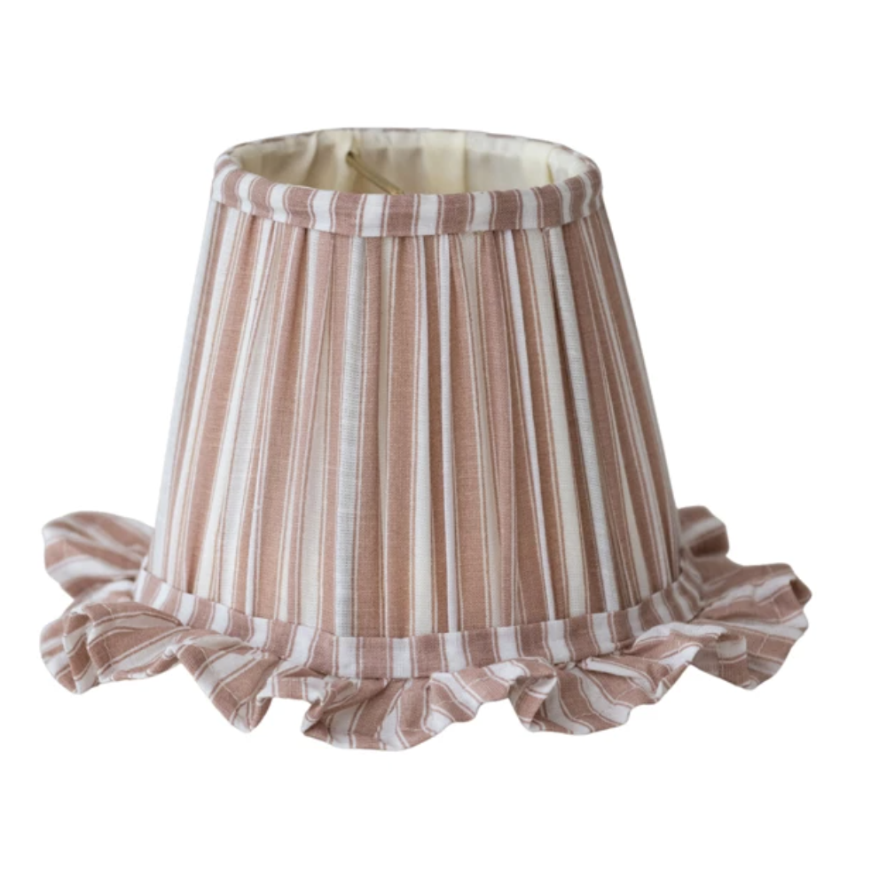 Cotton Blend Pleated Striped Clip-on Lampshade