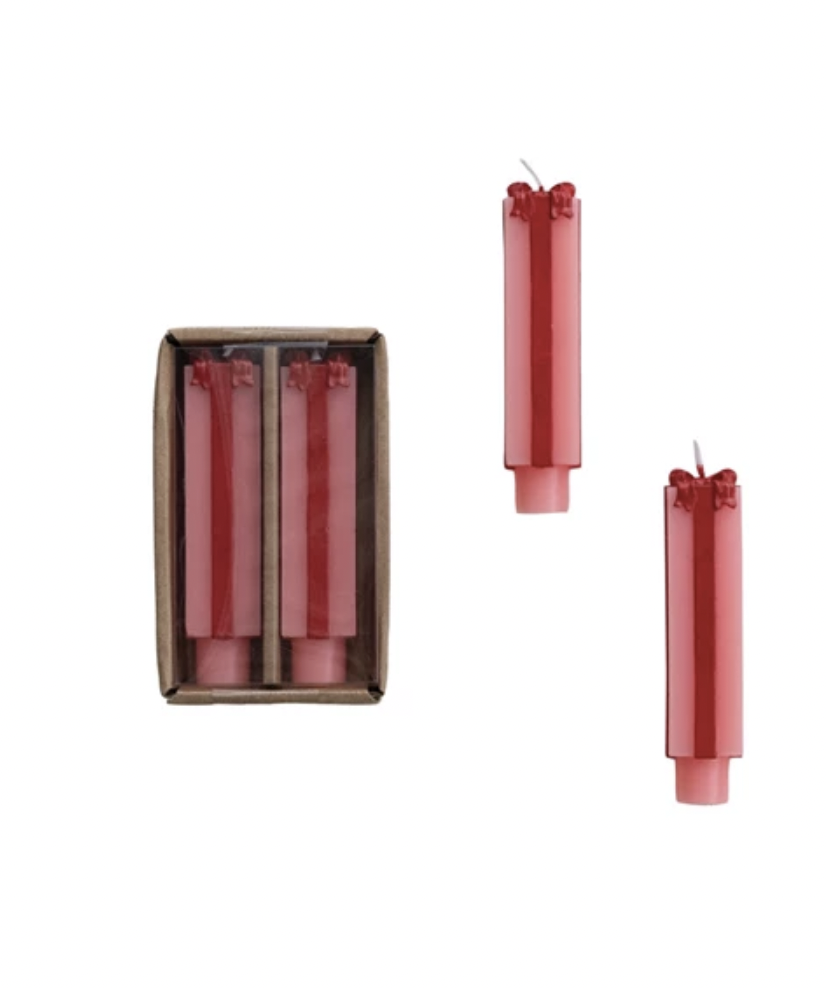 S/2 Pink Giftbox Taper Candle