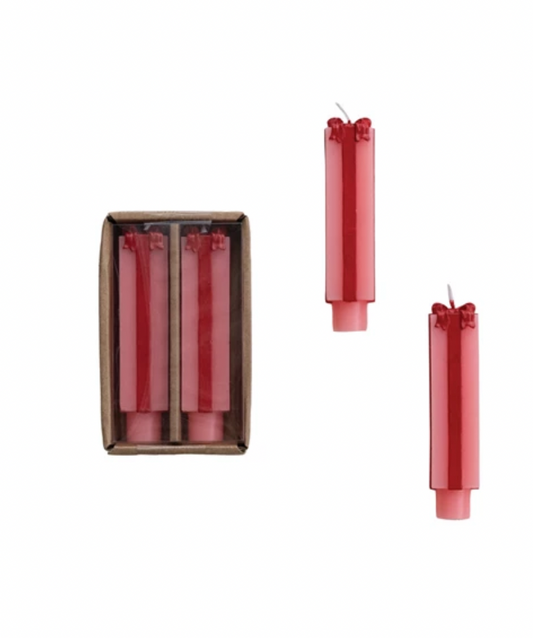 S/2 Pink Giftbox Taper Candle