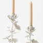 White Floral Taper Holder S/2