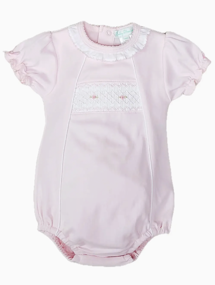 Classic Pink Smocked Romper