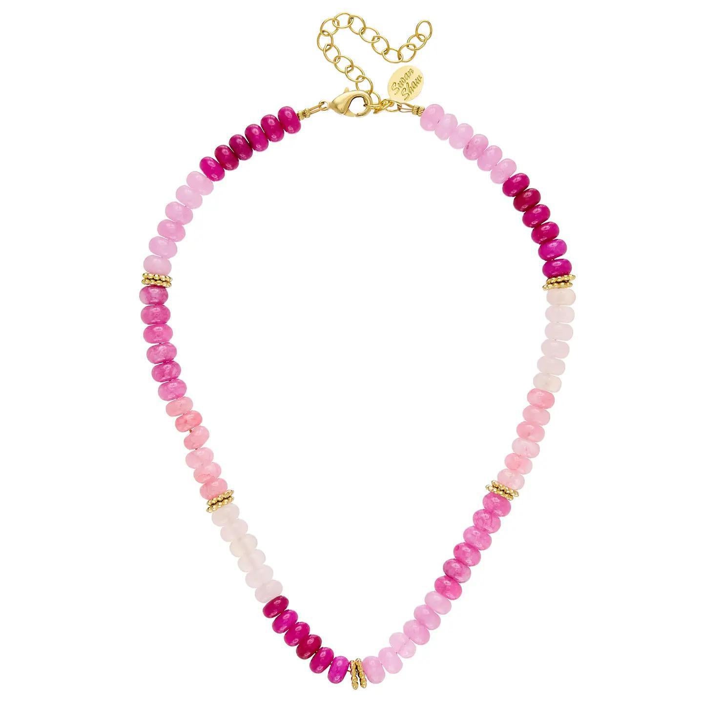 Jade Pink Gold Bead Necklace