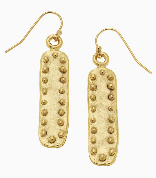 Gold Bar with Dots Earrings