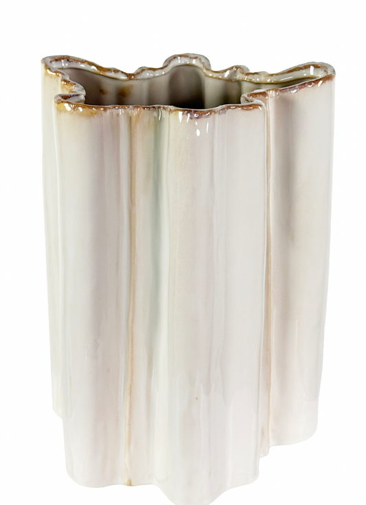 Tall Folded White Vase