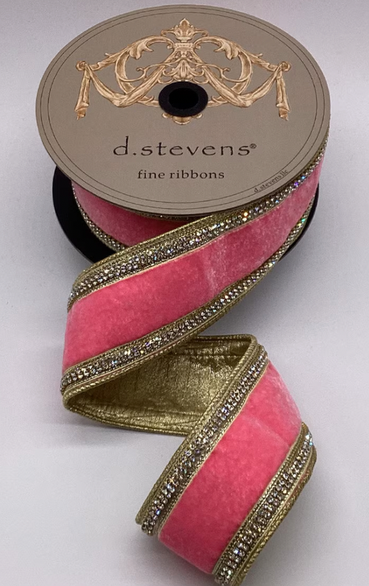 2.5" Pink Lemonade Crystal Velvet Ribbon