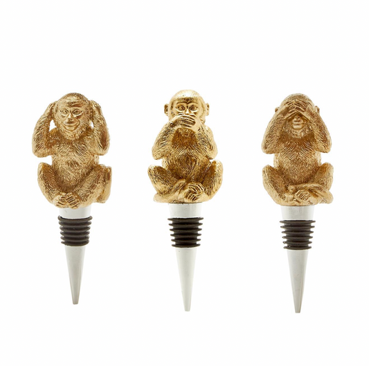 S/3 No Evil Monkey Bottle Stoppers