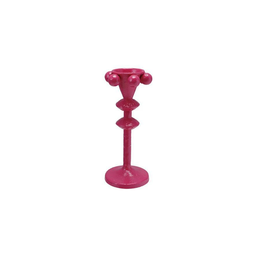 Iron Taper Holder with Balls Fuchsia