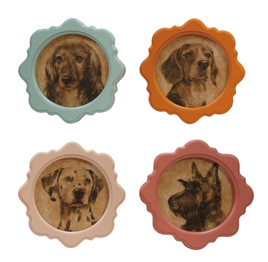 Framed Wall Décor with Vintage Reproduction Dog Image