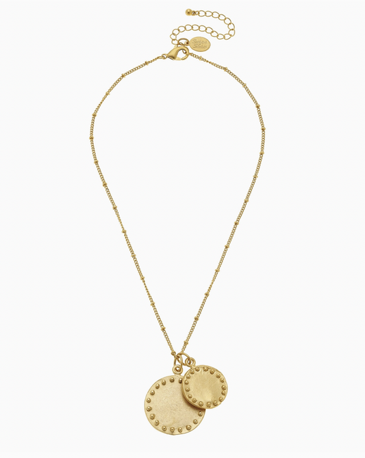 Double Circle with Dots Chain Necklace