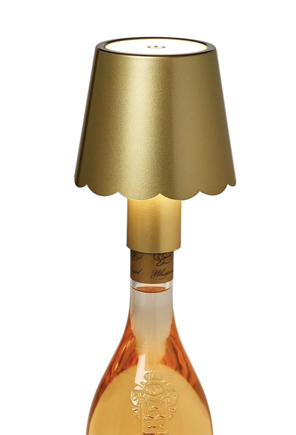 Gold Scalloped Lampshade with Bottle Stopper