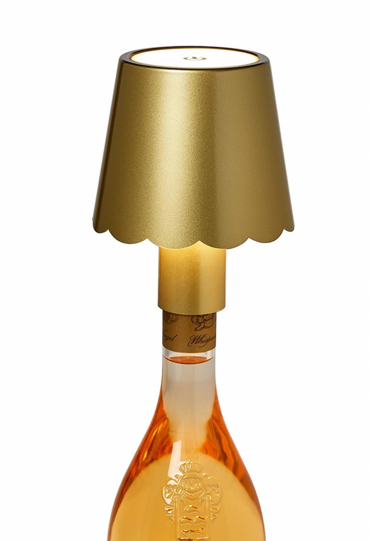 Gold Scalloped Lampshade with Bottle Stopper