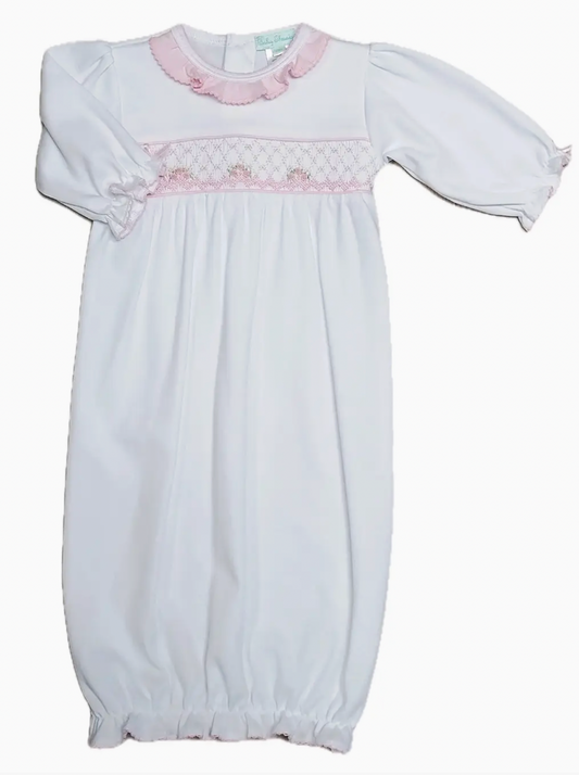 Eden Pink Rosebud Smocked Gown