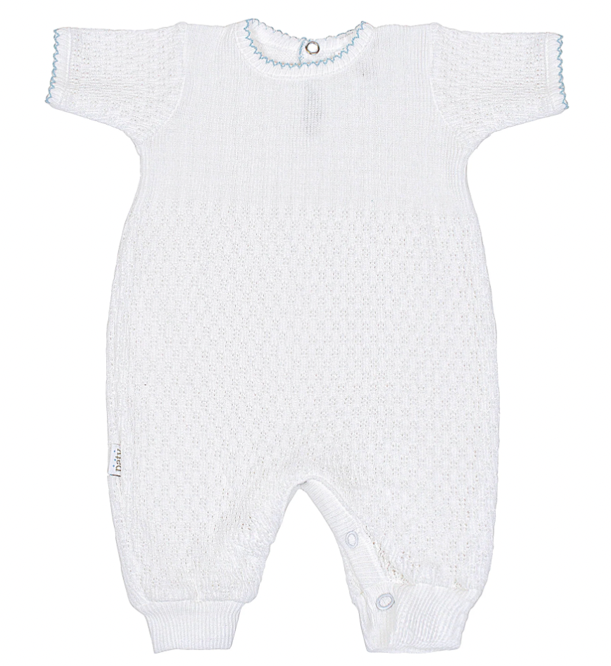 Paty Knit Blue Short Sleeve Romper